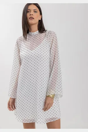 LEZ A LEZ Vestido Curto De Mangas Longas Em Chiffon Com Poás