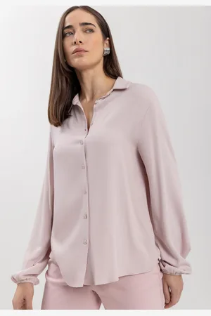 LEZ A LEZ Camisa De Mangas Longas Com Punhos Elásticos Em Crepe