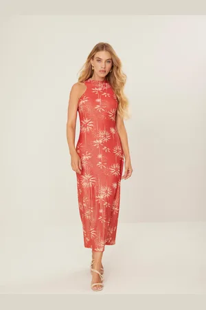 LEZ A LEZ Vestido Midi Halter Neck Estampado