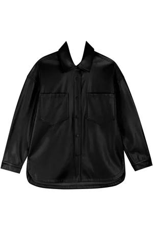 LEZ A LEZ Camisa Alongada Em Pu Com Bolsos E Botões De Pressão