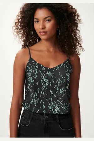 LEZ A LEZ Blusa Regata De Alças Finas Estampada Com Decote Em V