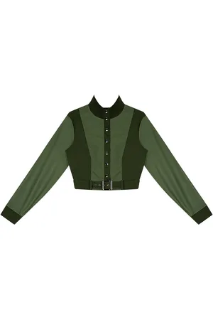 LEZ A LEZ Jaqueta Cropped Gola Alta com Recortes PU