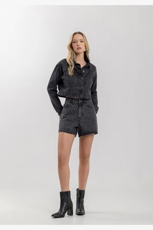 LEZ A LEZ Short Mom Jeans Com Cintura Alta E Aplicações De Strass