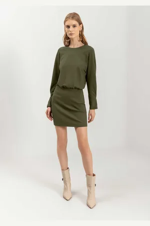 LEZ A LEZ Vestido Curto De Manga Longa Em Malha Canelada De Viscose
