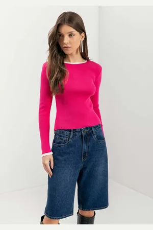 LEZ A LEZ Bermuda Jorts Com Cintura Alta E Bolsos