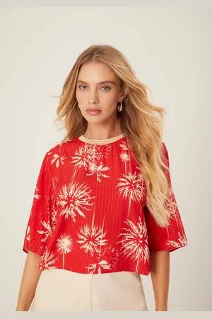 LEZ A LEZ Blusa Presenteável Estampada em Viscose com Lurex