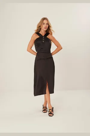 LEZ A LEZ Blusa Halter Neck Cropped com Detalhe Botões