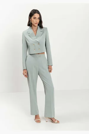 LEZ A LEZ Blazer Cropped De Mangas Longas Com Lapelas E Botões