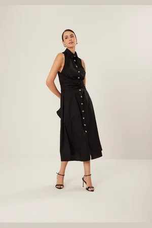 LEZ A LEZ Vestido Midi Chá Em Algodão Responsável Com Amarração