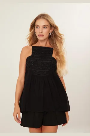 LEZ A LEZ Blusa Bata em Algodão Leve com Bordado