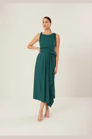 LEZ A LEZ Vestido Midi Em Crepe De Alfaiataria Com Alças Torcidas