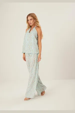 LEZ A LEZ Blusa Estampada em Chiffon com Detalhe Decote