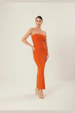 LEZ A LEZ Vestido Midi Canelado Sem Alça