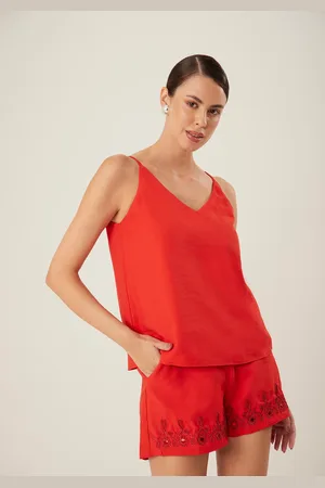 LEZ A LEZ Blusa Presenteável Minimal com Decote V e Alças