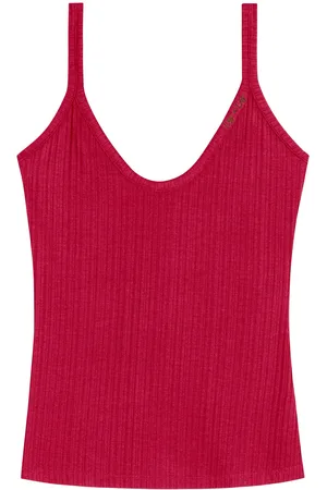LEZ A LEZ Blusa Regata Básica De Alças Em Malha Canelada