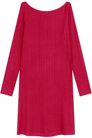 LEZ A LEZ Vestido Curto De Mangas Longas Em Malha Canelada Essential