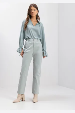 LEZ A LEZ Calça Slim Cropped Com Cintura Alta Em Sarja Com Elastano