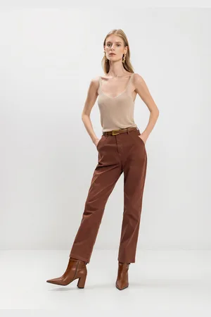 LEZ A LEZ Calça Slim Cropped Com Cintura Alta Em Sarja Com Elastano