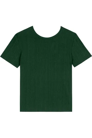 LEZ A LEZ Blusa Básica De Mangas Curtas Em Malha Canelada