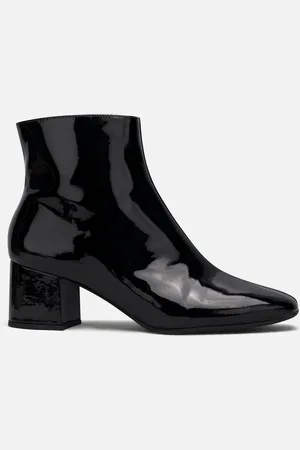 LEZ A LEZ Bota De Cano Curto Com Salto Bloco E Acabamento Brilhante