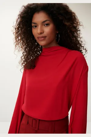 LEZ A LEZ Blusa Manga Longa em Crepe com Pregas