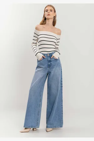 LEZ A LEZ Calça Super Wide Leg Com Cintura Alta E Bolsos