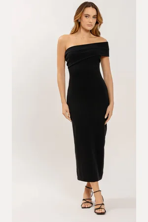 LEZ A LEZ Vestido Midi Justo com Decote Um Ombro Só