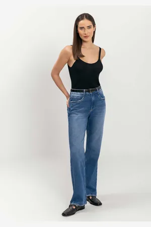 LEZ A LEZ Calça Reta Jeans Com Elastano E Cintura Alta
