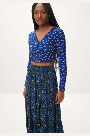 LEZ A LEZ Cardigan Cropped Estampado Canelado com Top