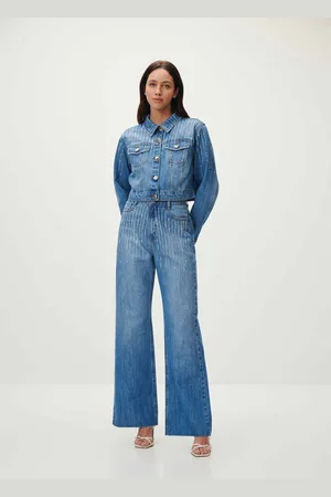 LEZ A LEZ Calça Wide Leg Super Alta com Strass