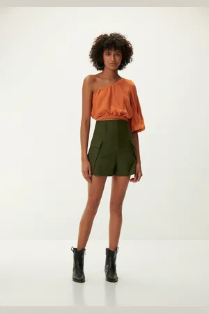 LEZ A LEZ Shorts Cintura Alta Utilitário com Cinto