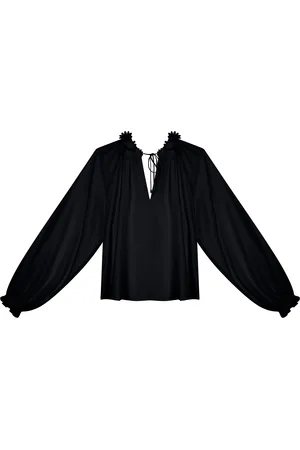LEZ A LEZ Blusa Manga Longa em Crepe com Aplique Flores