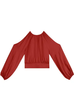 LEZ A LEZ Blusa Manga Longa Bufante com Recorte Ombros