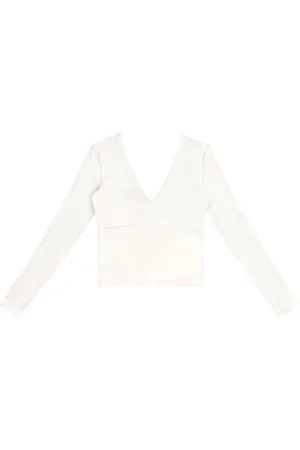 LEZ A LEZ Blusa Manga Longa Canelada com Decote V
