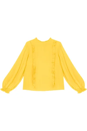 LEZ A LEZ Blusa Manga Longa Bufante em Viscose com Babados