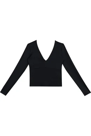 LEZ A LEZ Blusa Manga Longa Canelada com Decote V