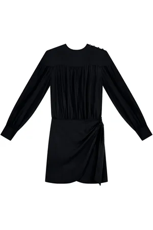 LEZ A LEZ Vestido Curto Franzido em Crepe com Amarração