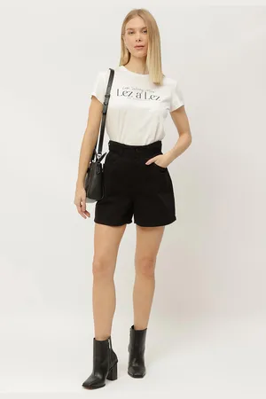 LEZ A LEZ Shorts Sarja Mom com Cós Clochard
