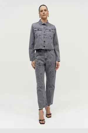 LEZ A LEZ Calça Sarja Reta Slim Cargo Cropped