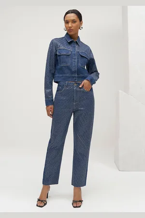 LEZ A LEZ Calça Reta Slim Cropped com Paetês