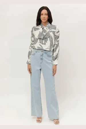 LEZ A LEZ Blusa Manga Longa Estampada com Laço Gola