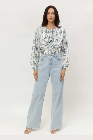 LEZ A LEZ Blusa Manga Longa Estampada com Transpasse Laço