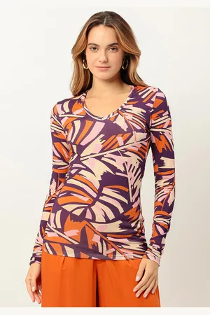 LEZ A LEZ Blusa Manga Longa em Malha Viscose Estampada