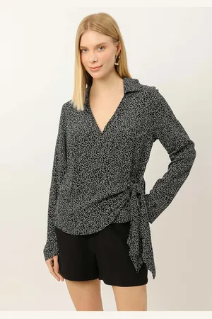 LEZ A LEZ Blusa Manga Longa em Viscose Transpassada