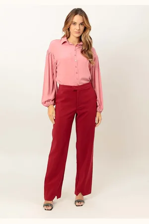 LEZ A LEZ Calça Reta Alfaiataria Slim com Cintura Média