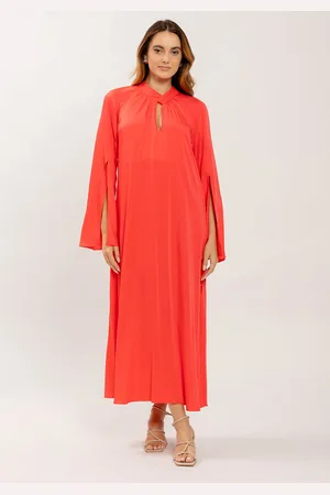 LEZ A LEZ Vestido Midi Amplo com Abertura Mangas
