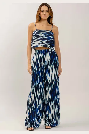 LEZ A LEZ Calça Pantalona em Viscose Estampada