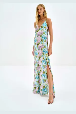 LEZ A LEZ Vestido Longo em Viscose Estampado com Fenda