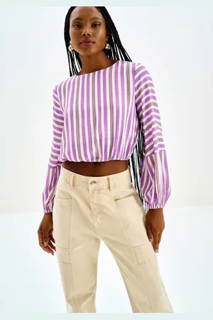 LEZ A LEZ Blusa Manga Longa Bufante em Viscose Estampada