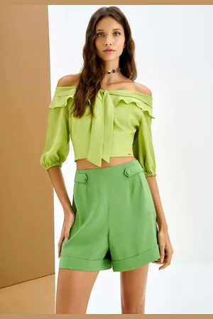 LEZ A LEZ Shorts Alfaiataria Cintura Alta com Martingale